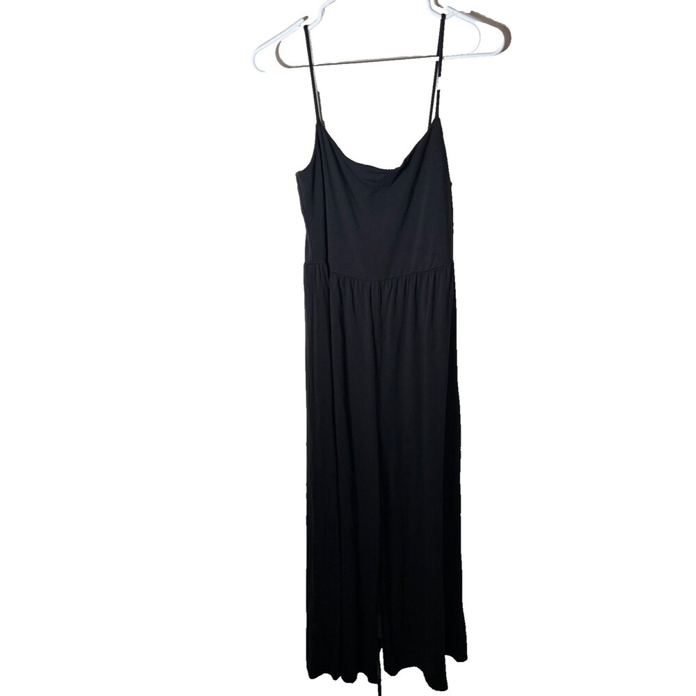 Quince Jumpsuit Women's Large Black Sleeveless Wide Leg Overalls Sleeveless
